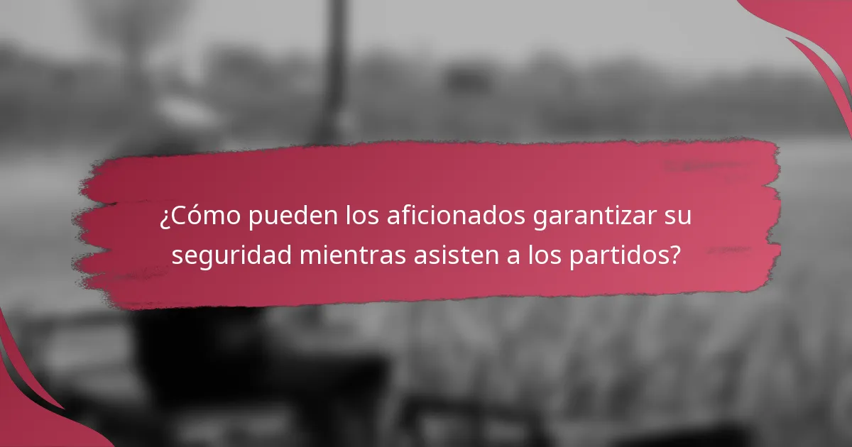 ¿Cómo pueden los aficionados garantizar su seguridad mientras asisten a los partidos?