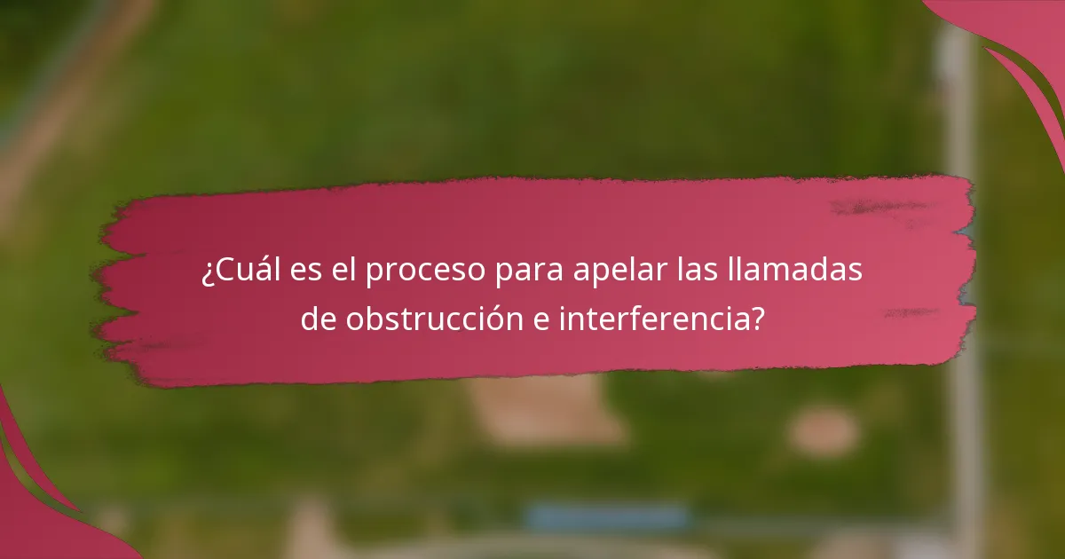 ¿Cuál es el proceso para apelar las llamadas de obstrucción e interferencia?